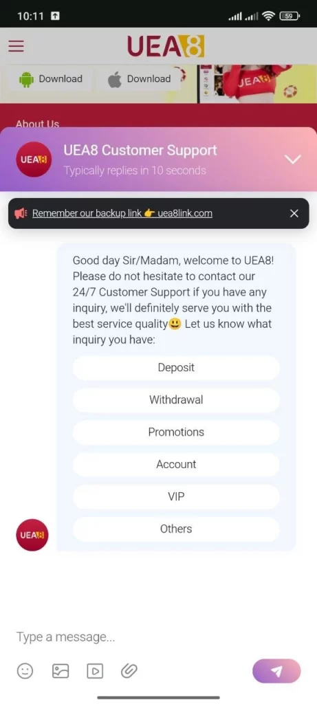 UEA8 App Customer Support